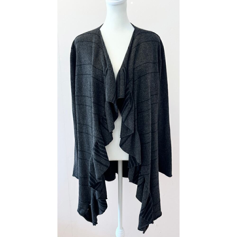 Eileen Fisher Cashmere/Merino Wool Open Ruffle Front Cardigan Size M